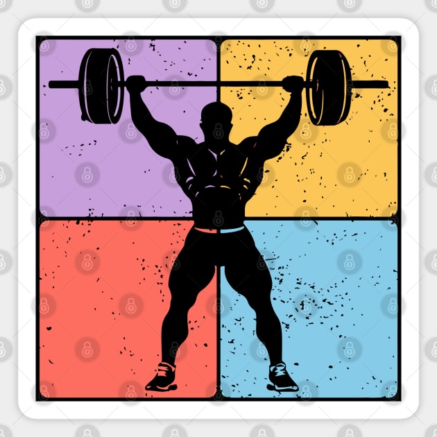 Strong Weightlifter Silhouette Gym Motivation Art Magnet by TuncGK